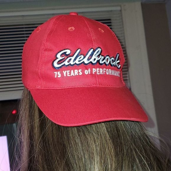 Edelbrock Hat Cap Red Strap Back Adjustable Casual Men - Picture 1 of 5